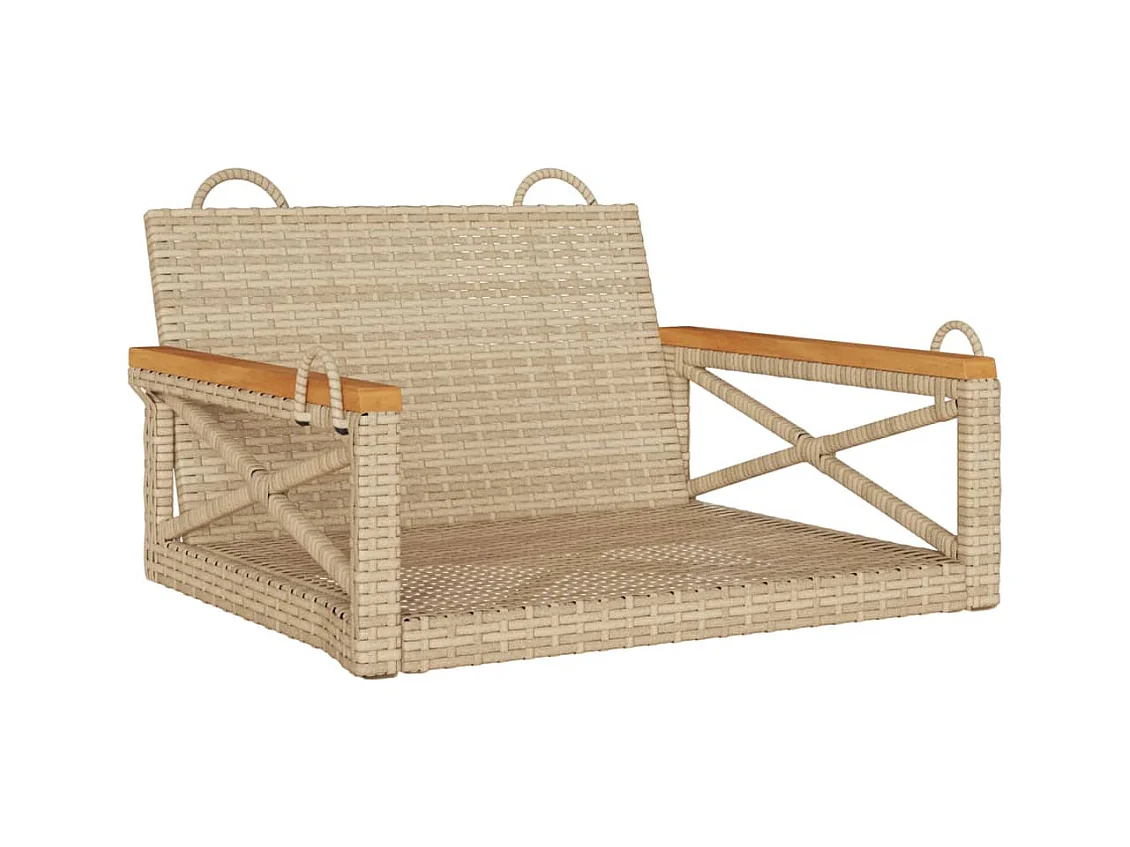 Banco columpio de ratán sintético beige 63x62x40 cm ES572753