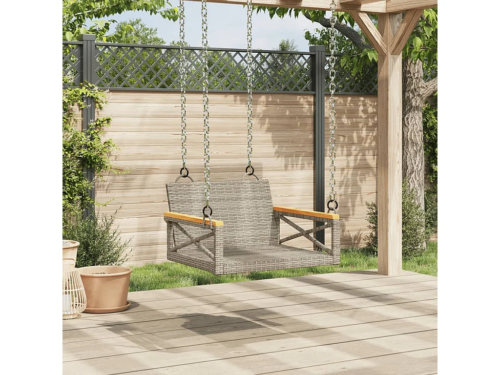 Banco baloiço 63x62x40 cm vime PE cinzento PT918327