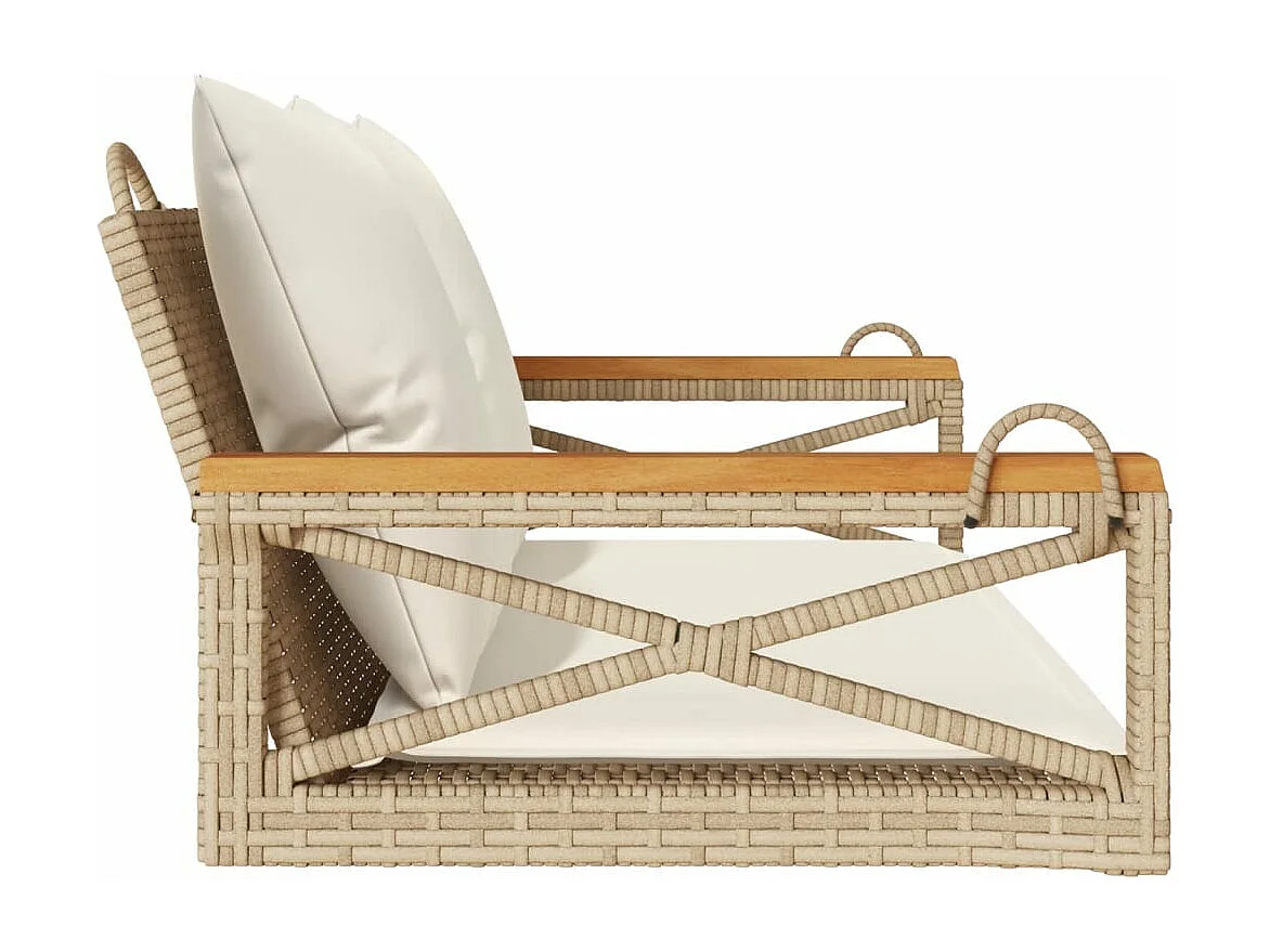 Schommelbank met kussens 109x62x40 cm poly rattan beige BE480878