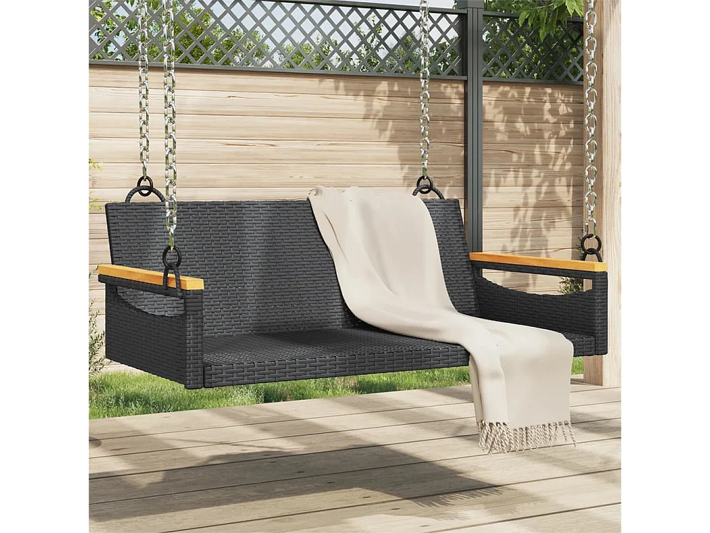 Balancelle noir 109x62x40 cm résine tressée FR626699