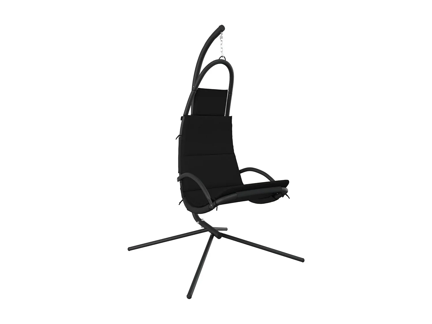 Silla colgante de jardín con cojín acero y tela Oxford negro ES937763