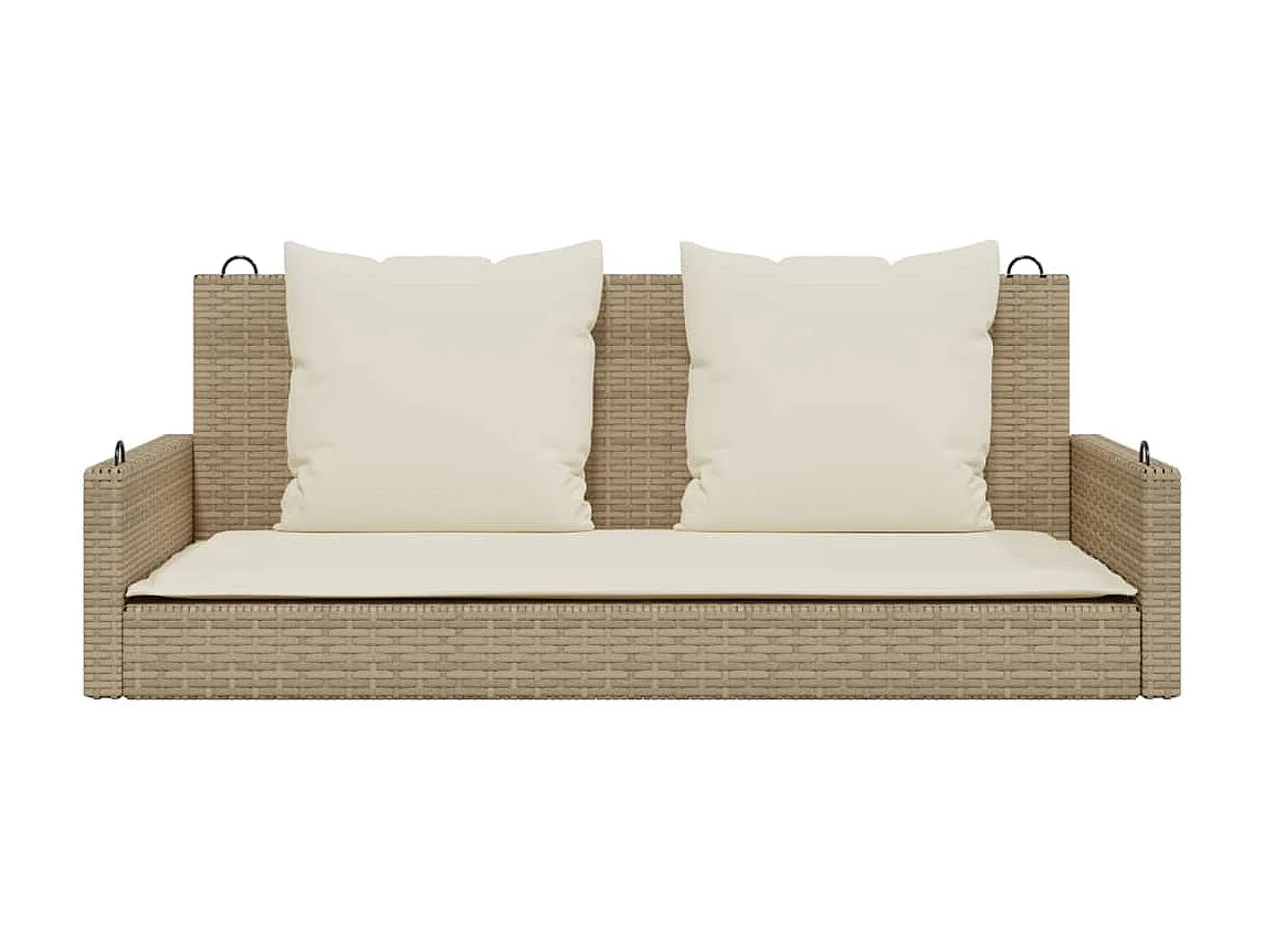 Balancelle avec coussins beige 119x56x48 cm résine tressée FR674371