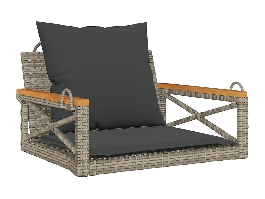 Banco baloiço com almofadões 63x62x40 cm vime PE cinzento PT901793