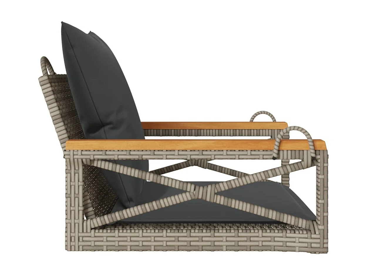 Balancelle avec coussins gris 63x62x40 cm résine tressée FR321408