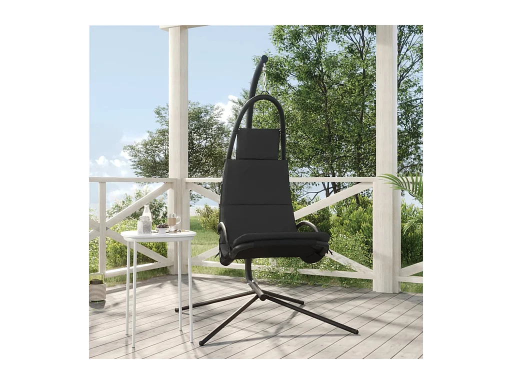 Silla colgante jardín con cojín acero y tela Oxford gris oscuro ES994404