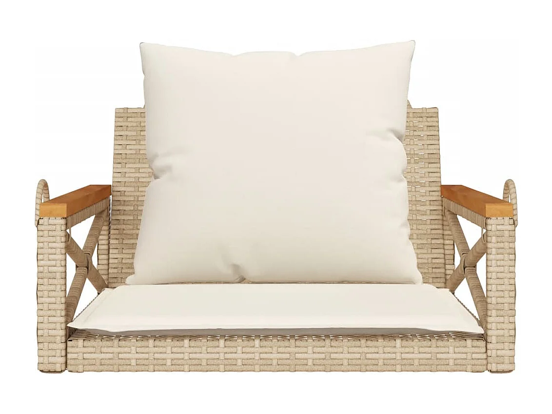 Banco columpio con cojines ratán sintético beige 63x62x40 cm ES889456
