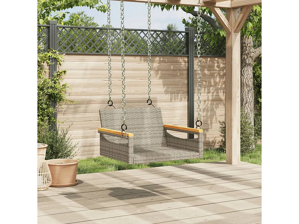 Balancelle gris 63x62x40 cm résine tressée FR452712