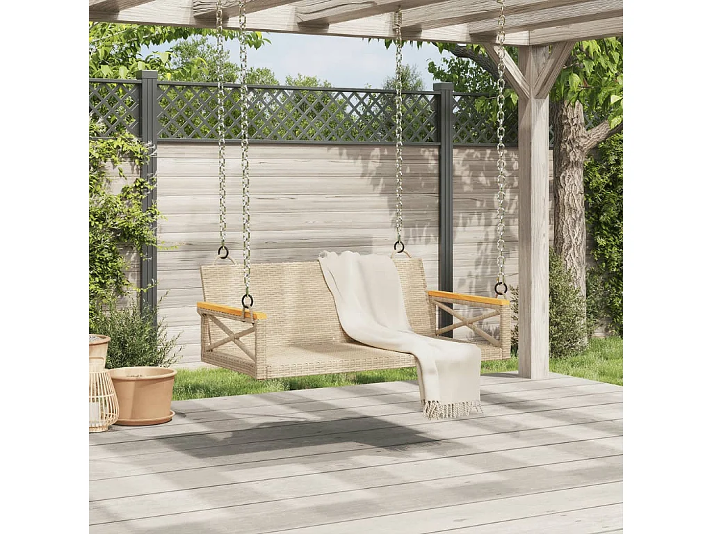 Balancelle beige 109x62x40 cm résine tressée FR310752