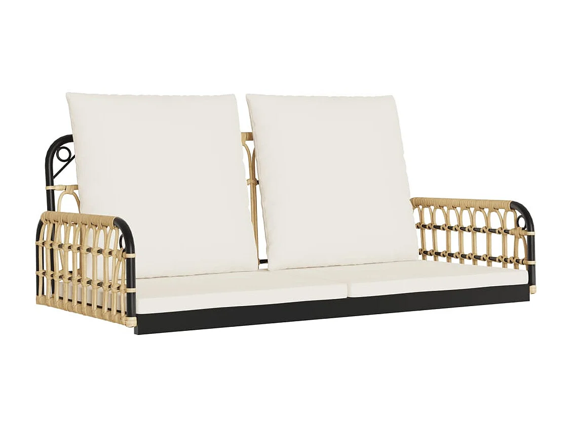 Schommelbank met kussens 105x58x38 cm poly rattan en staal BE783084