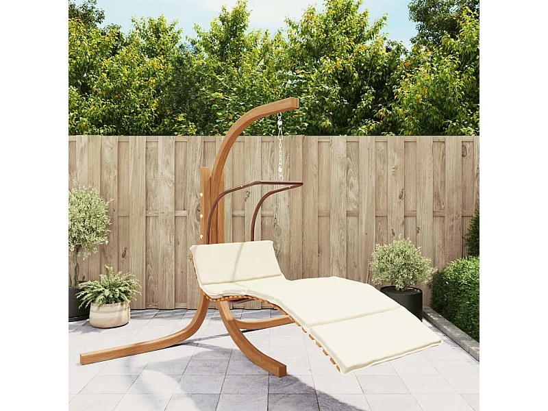 Cadeira de baloiço c/ almofadão tecido/madeira de álamo maciça PT410850