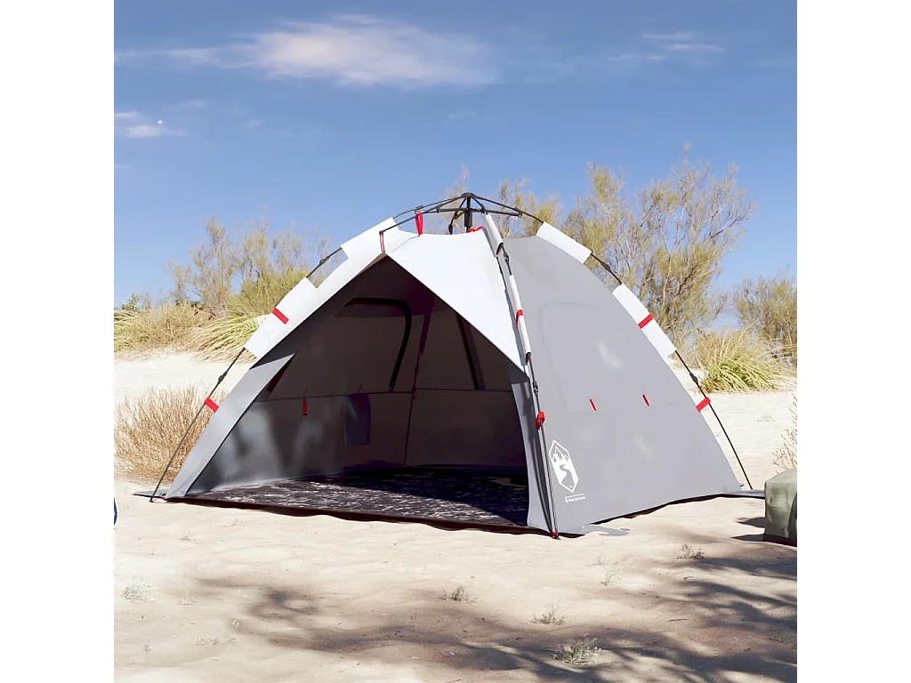 Tenda praia 3 pessoas libertação rápida impermeável cinzento PT354740
