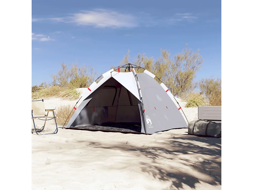 Tenda praia 3 pessoas libertação rápida impermeável cinzento PT354740