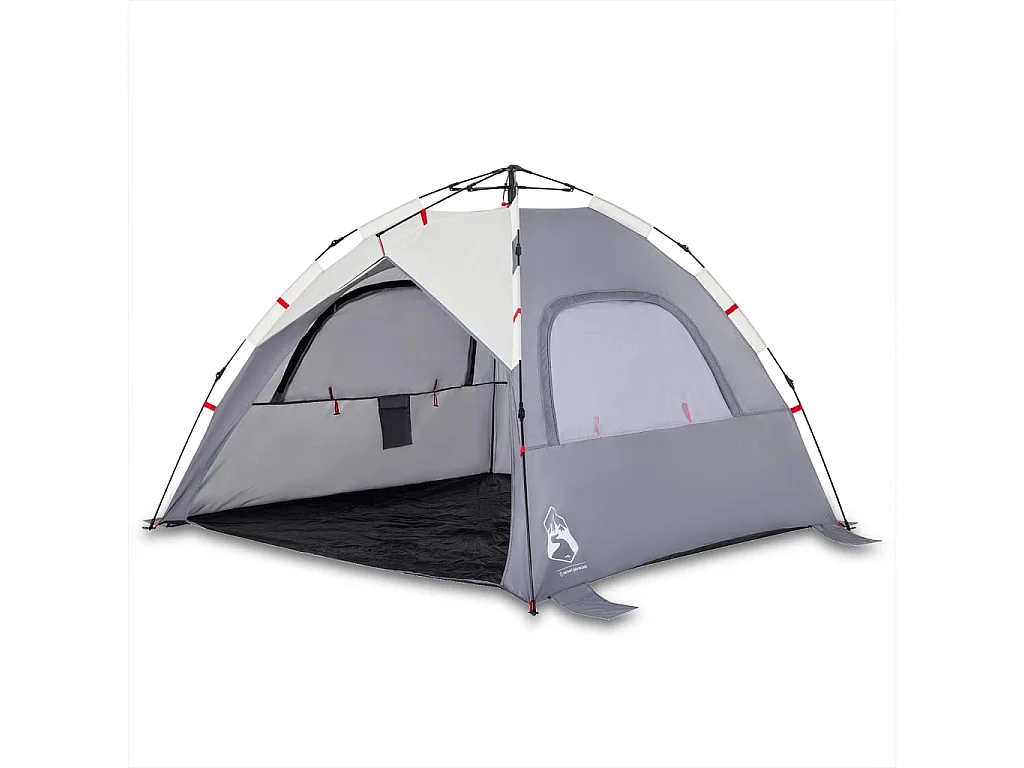 Tonnelle -Tente de plage 3 personnes gris libération rapide imperméable FR508533