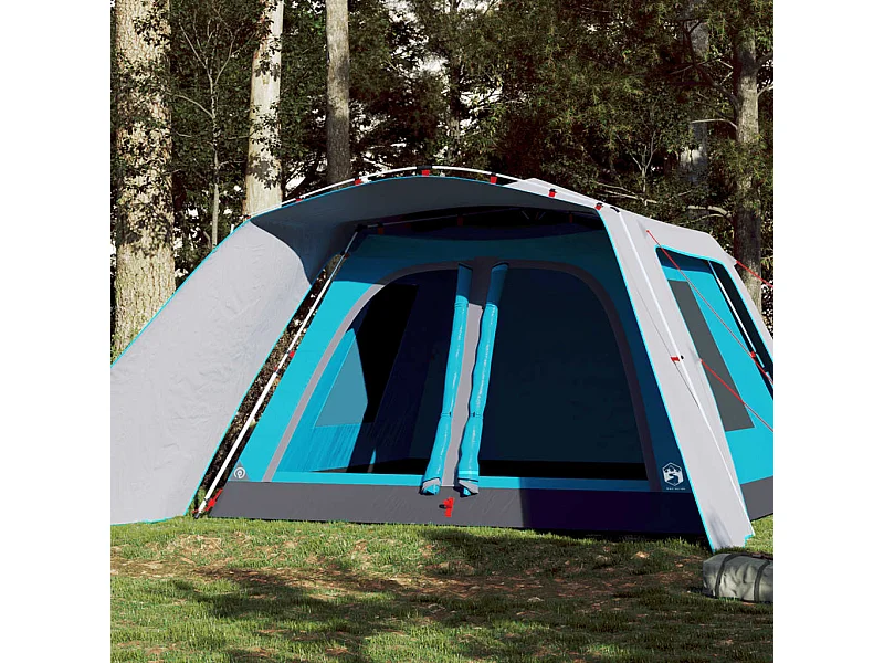 Tenda familiar com alpendre 9 pessoas libertação rápida azul PT712312