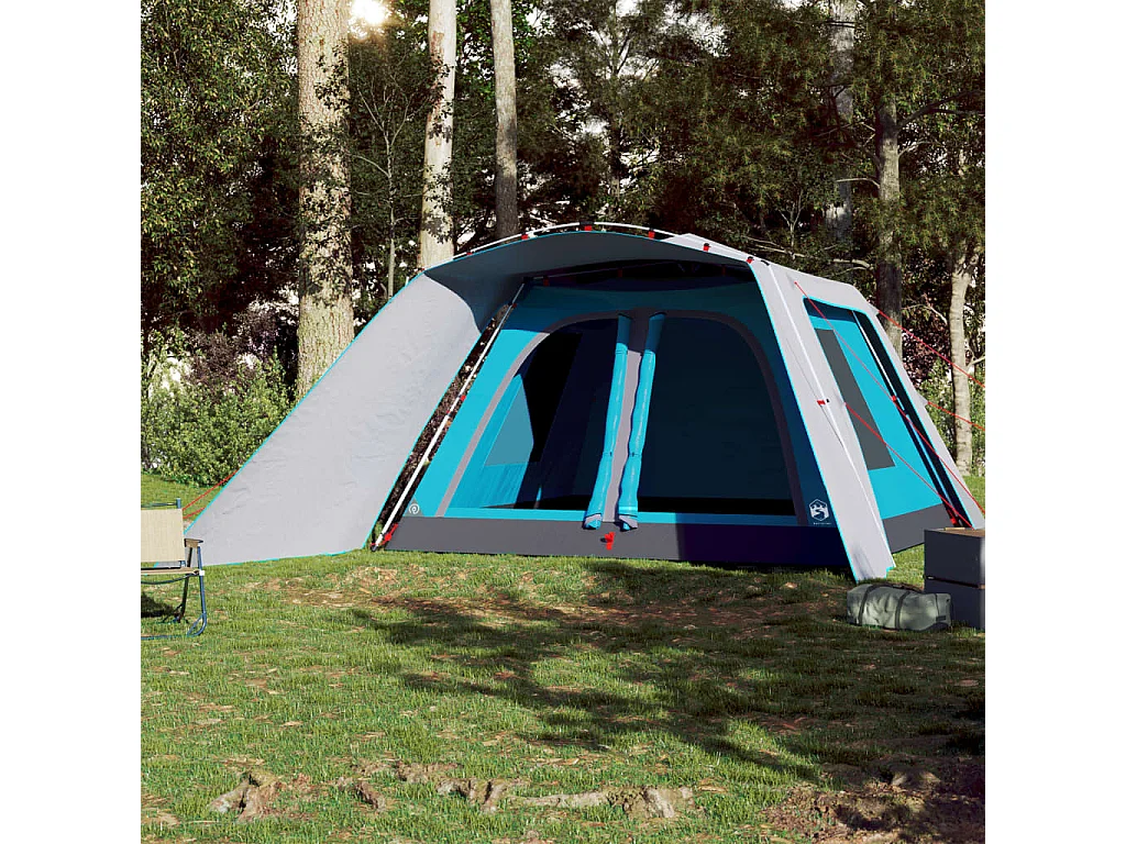 Tonnelle -Tente familiale avec porche 9 personnes bleu dégagement rapide FR993789