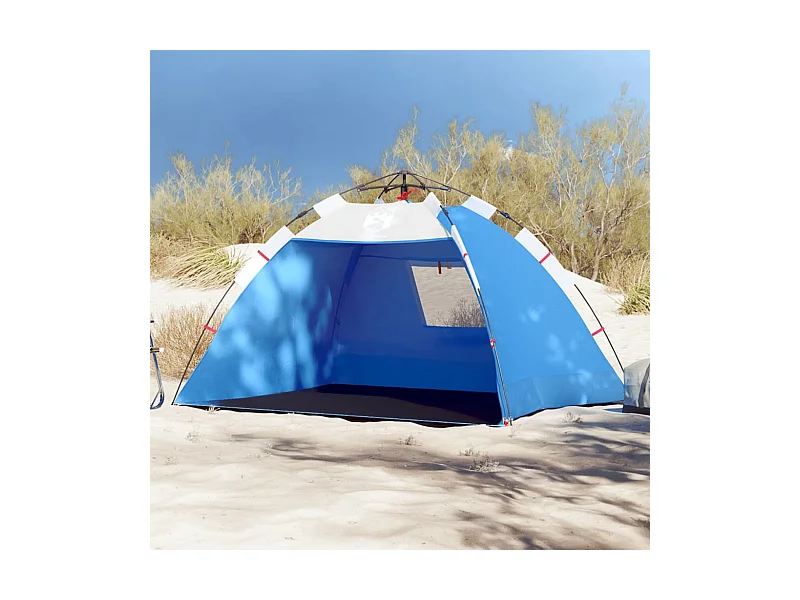 Tenda praia 2 pessoas libertação rápida impermeável azul ciano PT390142
