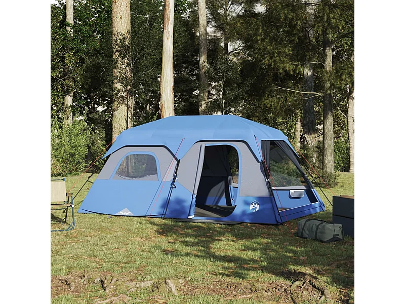 Tonnelle -Tente familiale 9 personnes bleu libération rapide imperméable FR663525
