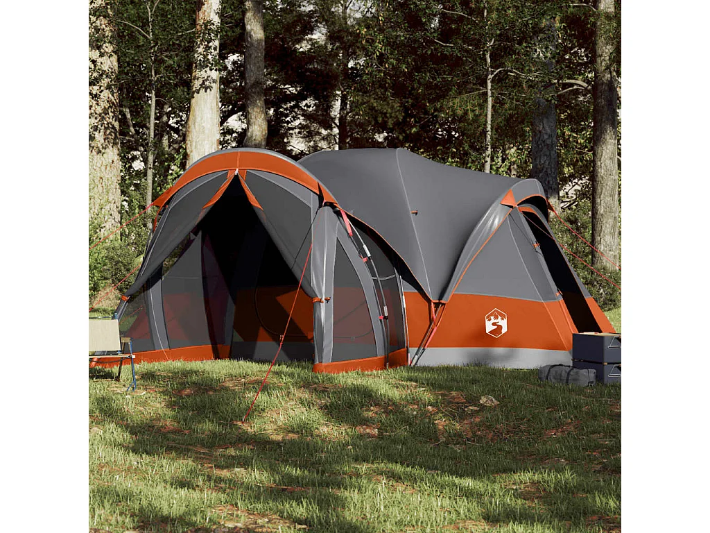 Tonnelle -Tente familiale tipi 8 personnes gris et orange imperméable FR661747