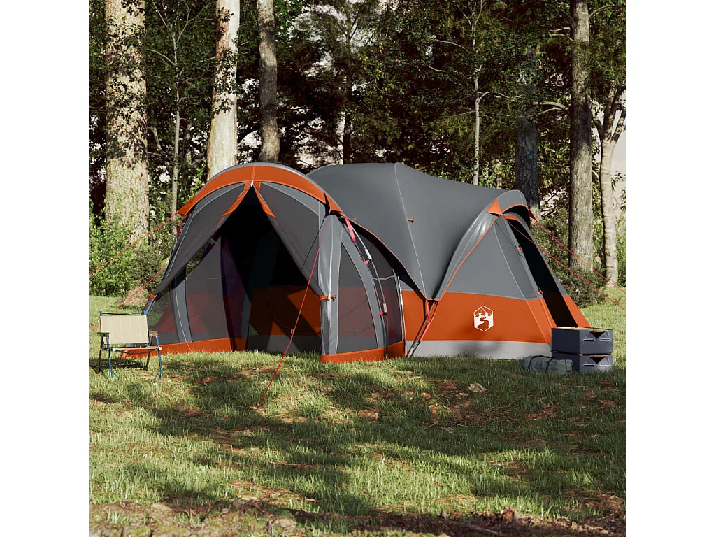 Tonnelle -Tente familiale tipi 8 personnes gris et orange imperméable FR661747