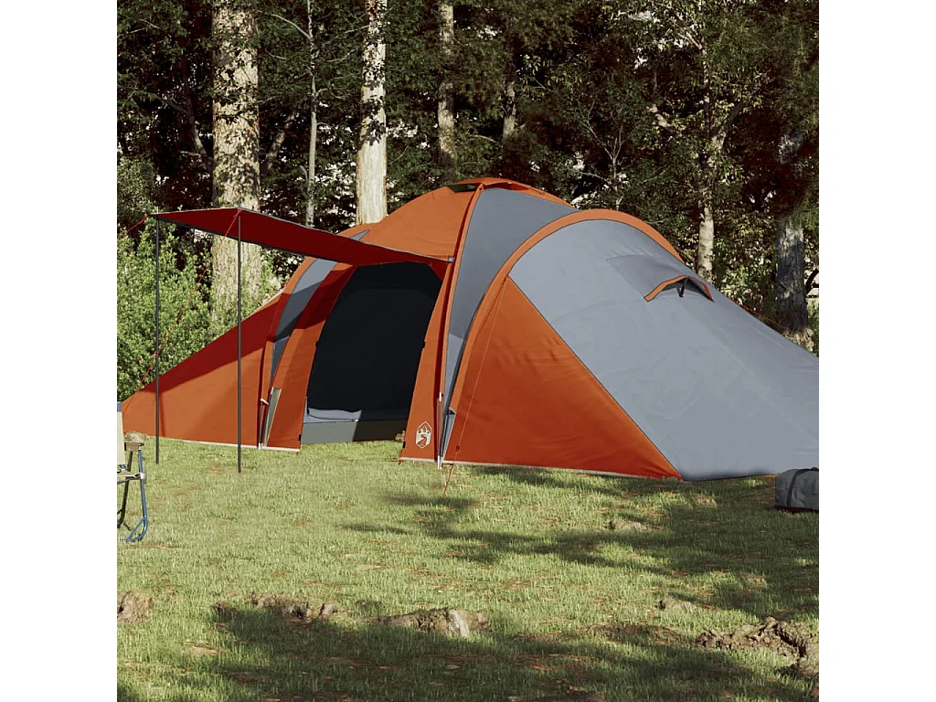 Tonnelle -Tente familiale à dôme 6 personnes gris et orange imperméable FR676269