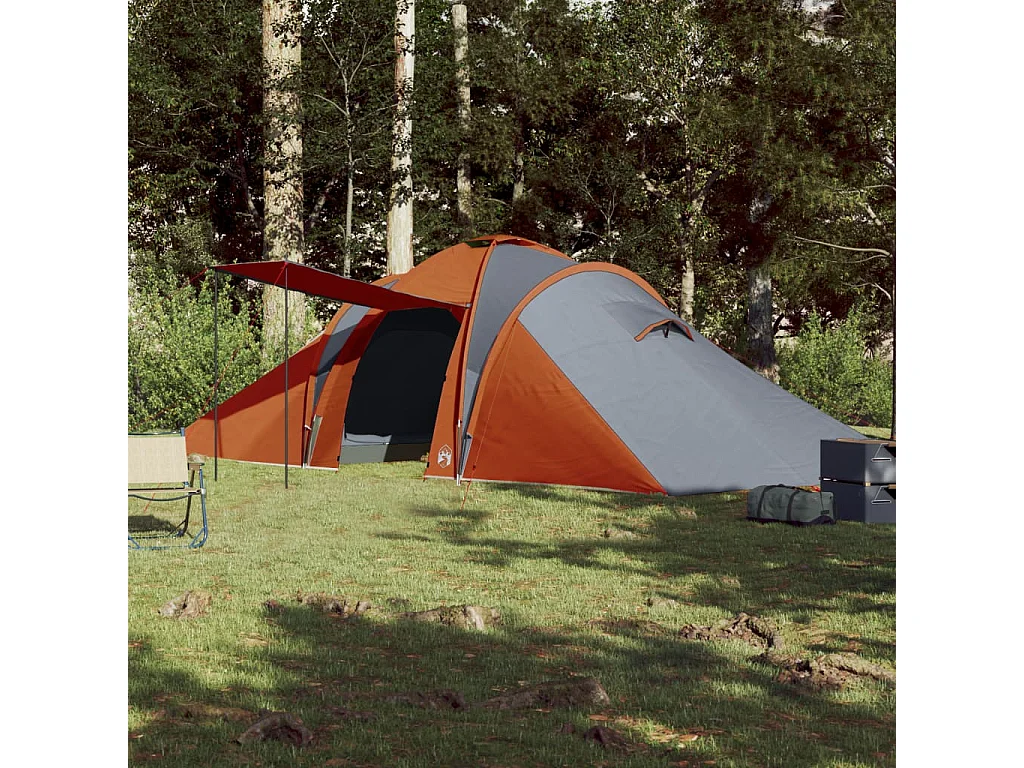 Tonnelle -Tente familiale à dôme 6 personnes gris et orange imperméable FR676269