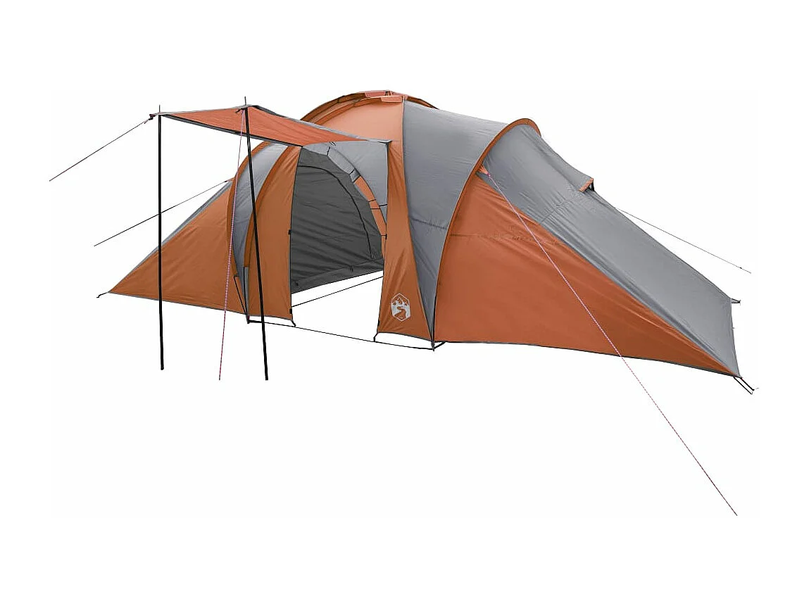 Tonnelle -Tente familiale à dôme 6 personnes gris et orange imperméable FR676269