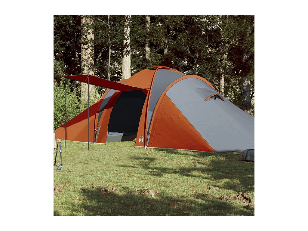 Tonnelle -Tente familiale à dôme 6 personnes gris et orange imperméable FR676269