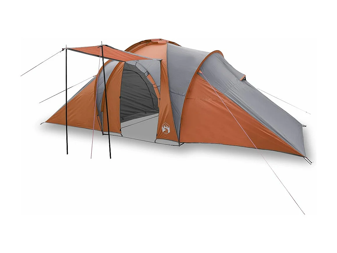 Tonnelle -Tente familiale à dôme 6 personnes gris et orange imperméable FR676269