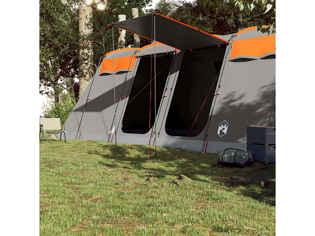 Tunneltent 8-persoons waterdicht grijs en oranje BE409963