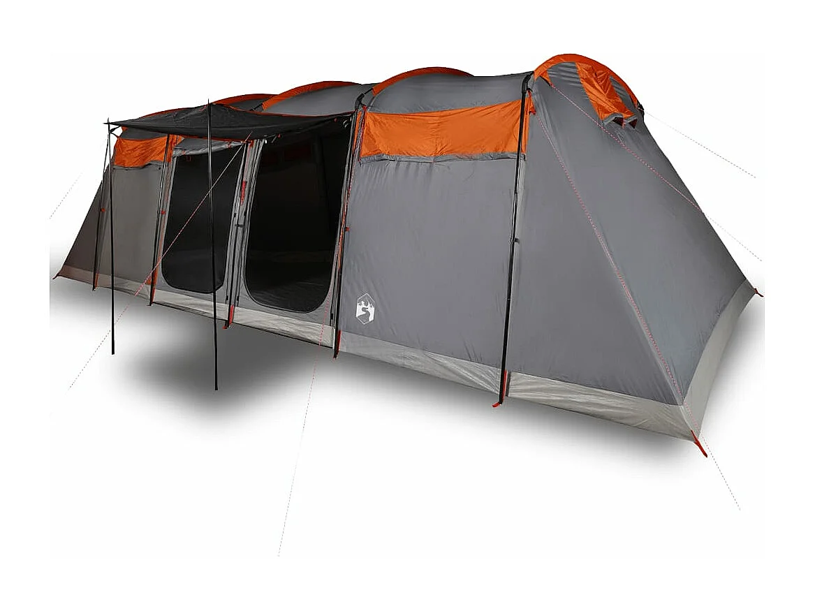 Tunneltent 8-persoons waterdicht grijs en oranje BE409963