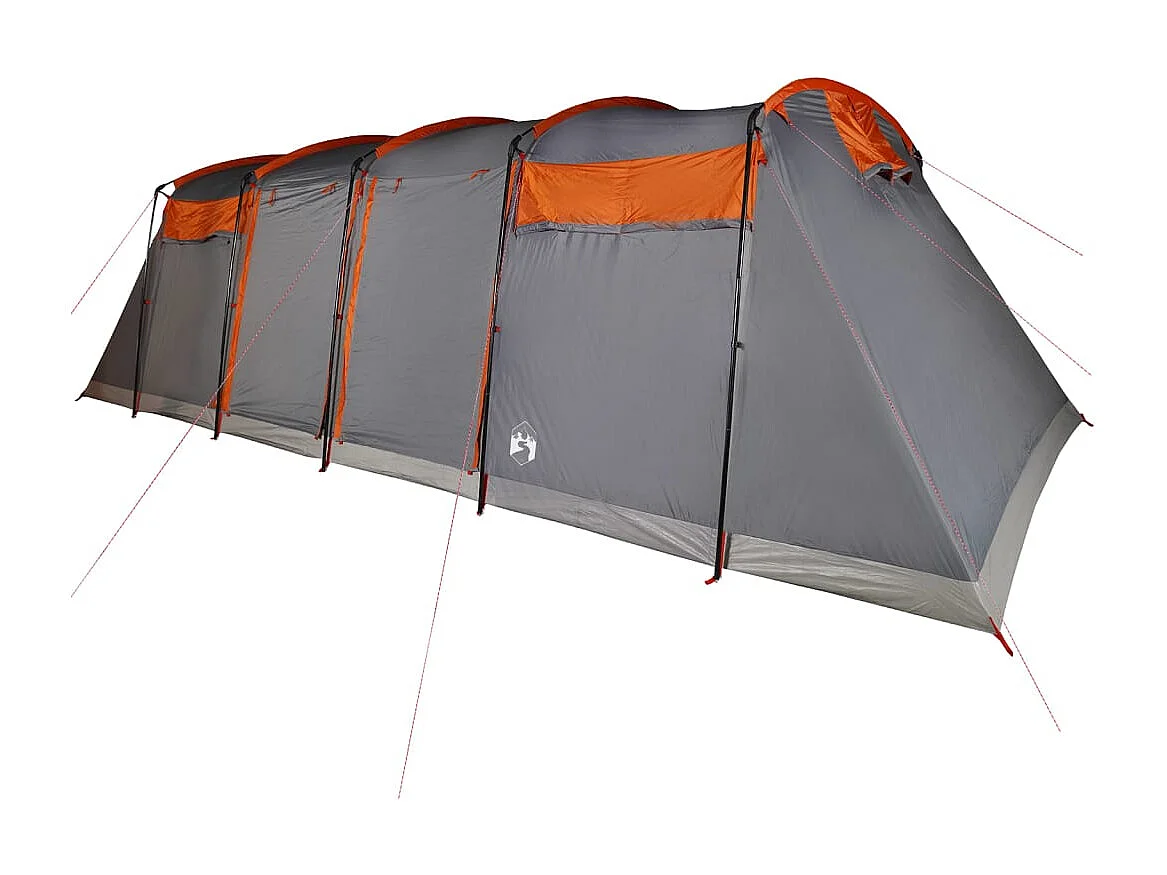 Tonnelle -Tente familiale tunnel 8 personnes gris et orange imperméable FR954448