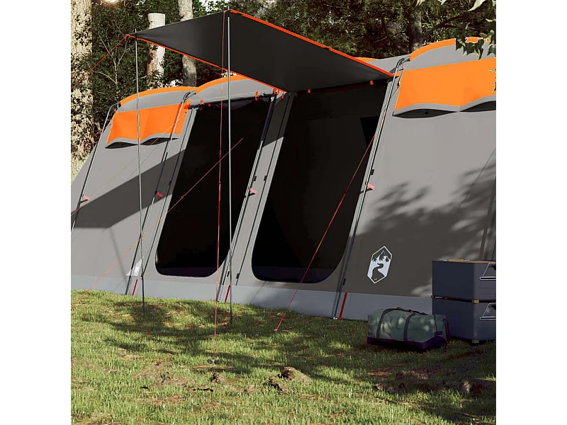 Tonnelle -Tente familiale tunnel 8 personnes gris et orange imperméable FR954448