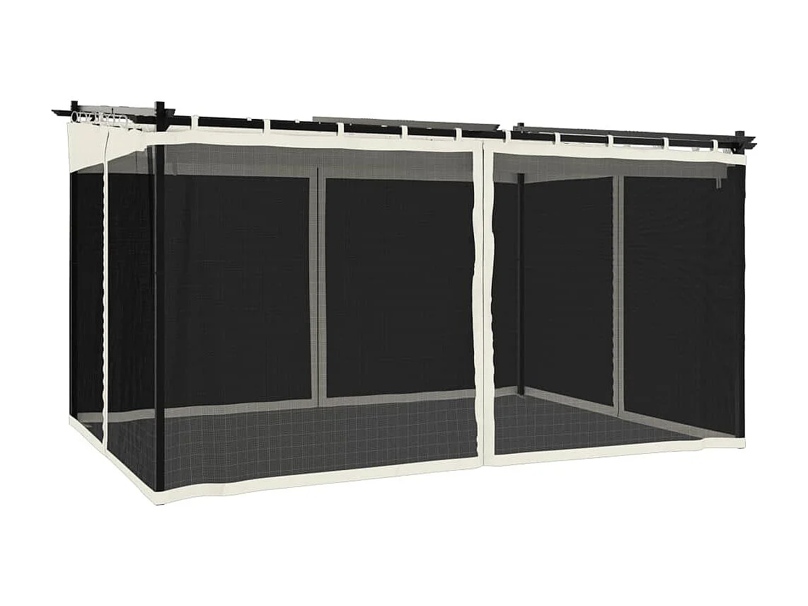 Gazebo com paredes de malha 4x3 m aço creme PT194394