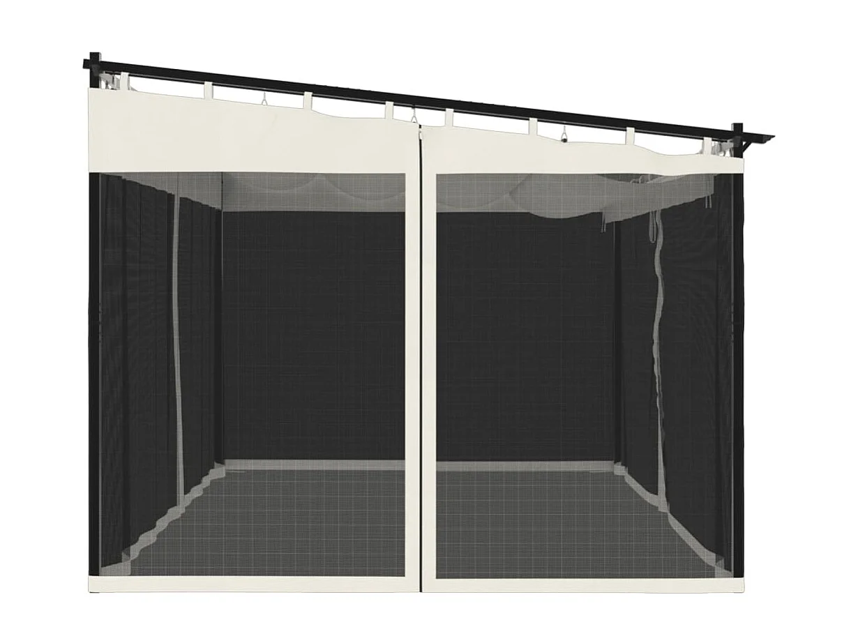 Tonnelle avec parois en filet crème 4x3 m acier FR956705