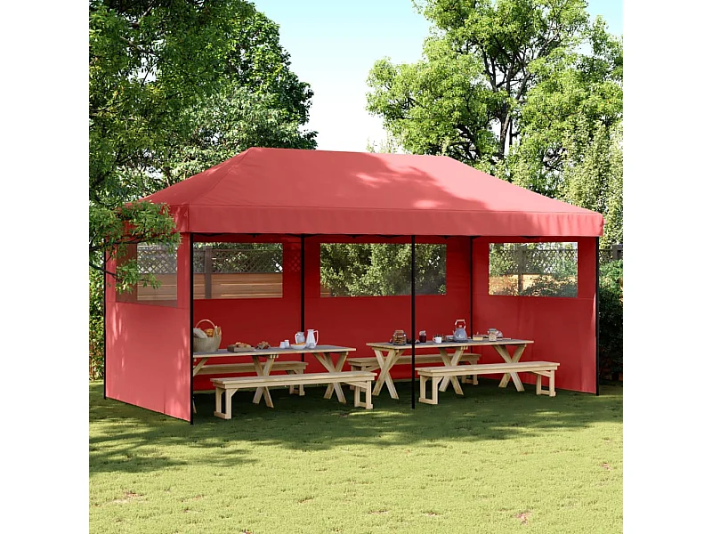 Tienda de fiesta plegable Pop-Up 3 paredes laterales burdeos ES617088