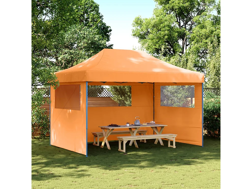 Tenda para festas pop-up dobrável c/ 3 paredes laterais laranja PT250922