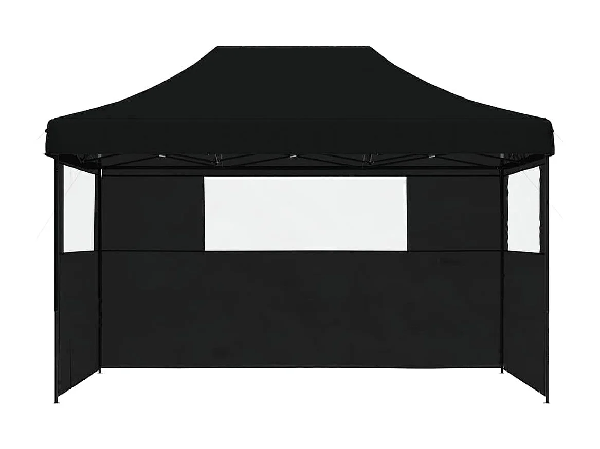 Tenda p/ festas pop-up dobrável com 3 paredes laterais preto PT159957