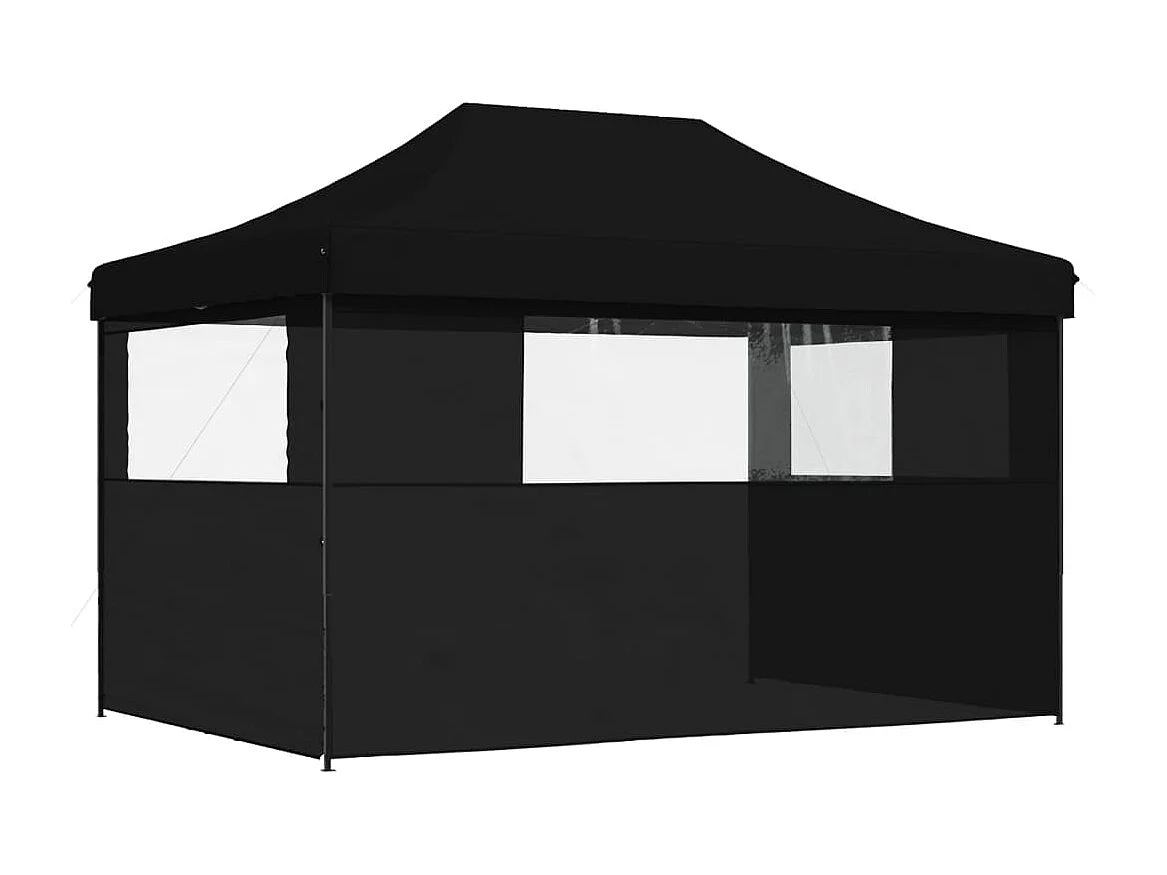 Tenda p/ festas pop-up dobrável com 3 paredes laterais preto PT159957