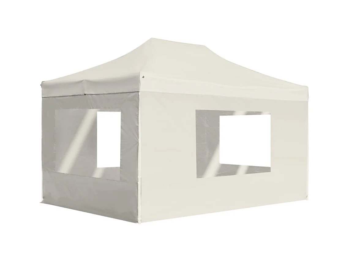 Tonnelle -Tente de réception pliable avec parois Aluminium 4,5x3 m Crème FR568848