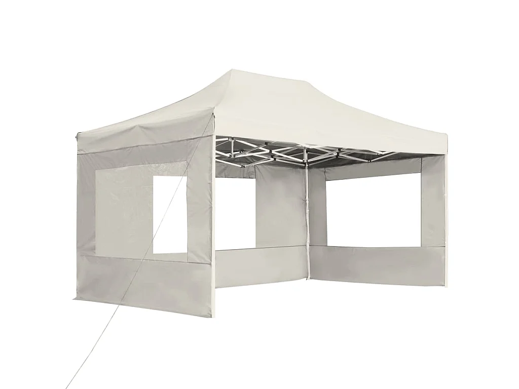 Tonnelle -Tente de réception pliable avec parois Aluminium 4,5x3 m Crème FR568848