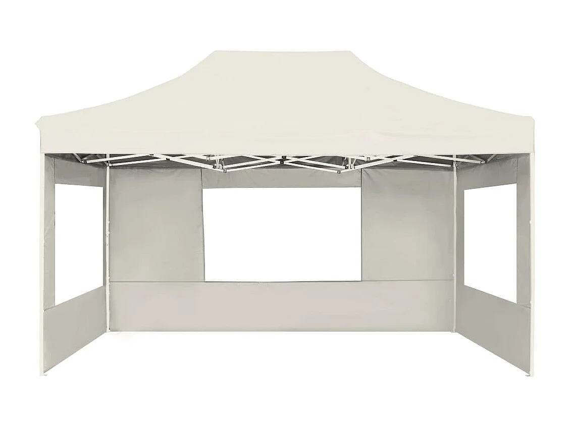 Tonnelle -Tente de réception pliable avec parois Aluminium 4,5x3 m Crème FR568848