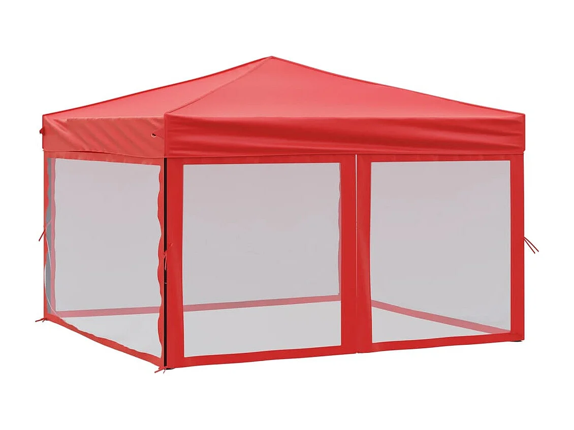 Carpa para fiestas plegable con paredes laterales rojo 3x3 m ES704772