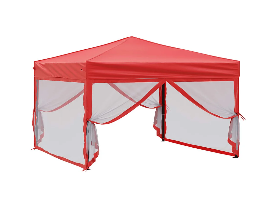 Tonnelle -Tente de réception pliable avec parois Rouge 3x3 m FR445094