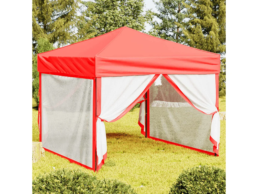 Tenda para festas dobrável com paredes laterais 3x3 m vermelho PT815460