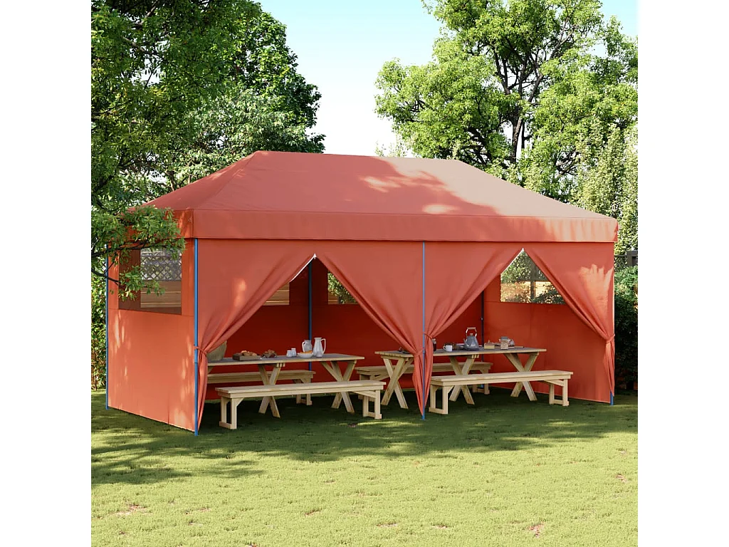 Tienda de fiesta plegable Pop-Up 4 paredes laterales terracota ES177026