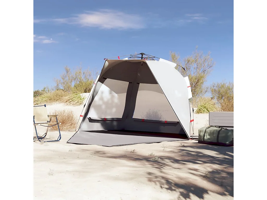 Tenda praia 3 pessoas libertação rápida impermeável cinzento PT570340