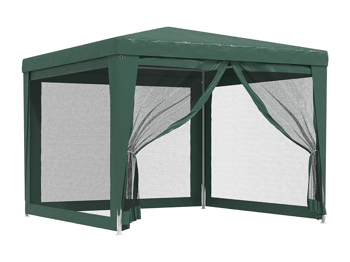 Tonnelle -Tente de fête avec 4 parois latérales en maille Vert 3x3 m PEHD FR334350