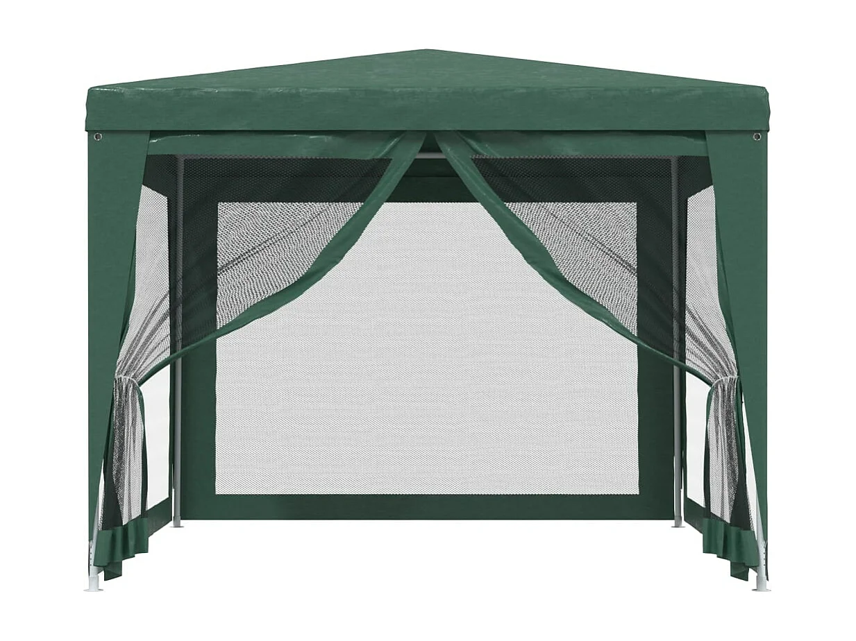 Tonnelle -Tente de fête avec 4 parois latérales en maille Vert 3x3 m PEHD FR334350