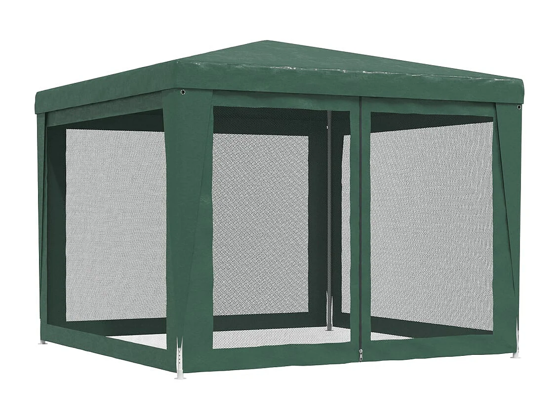 Tonnelle -Tente de fête avec 4 parois latérales en maille Vert 3x3 m PEHD FR334350