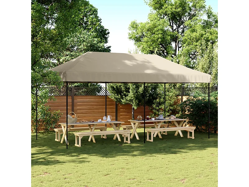 Tenda p/ festas pop-up dobrável 580x292x315cm cinza-acastanhado PT337561